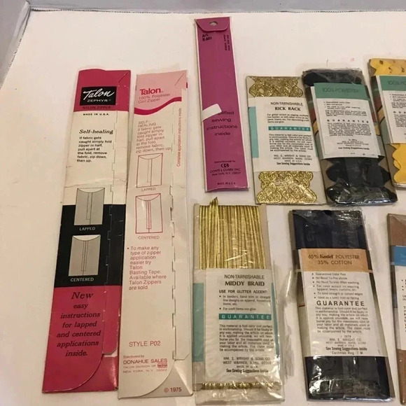 NEW Vintage Lot Ric Rick Rack Edging Zig Zag Trim Wrights Edge Tape Zippers Lot - Picture 11 of 13